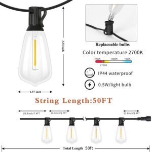 Epicflare LED Outdoor String Lights Mains Powered, 50ft IP65 Waterproof